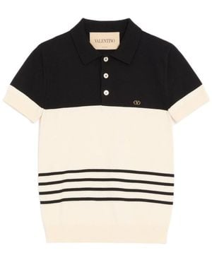 Valentino Wool Polo Shirt With Vlogo - Black