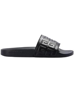 Givenchy 4G Logo Embossed Slip-On Sandals - Black