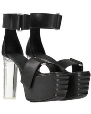 Rick Owens Square-Toe Chunky-Heel Sandals - Black