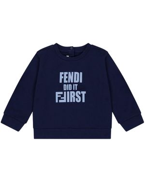Fendi Logo Crew Neck Sweatshirt - Blue