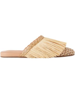 Ancient Greek Sandals Fringe Raffia Slip-On Flats - Natural