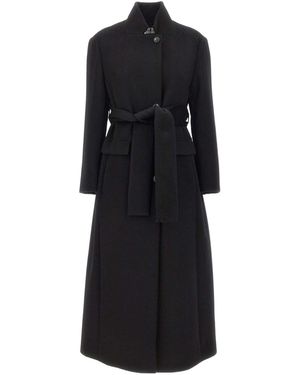 Marella Belted Ankle-Length Coat - Black