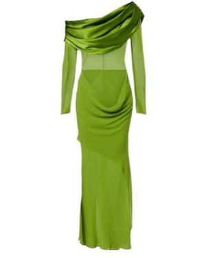 Christopher Esber Draped Sheer Silk Georgette Gown - Green