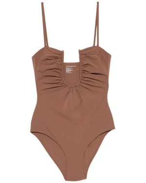 Christopher Esber Arced Ruched Swimsuit - Brown