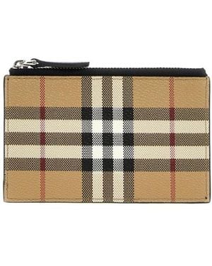 Burberry Check Printed Zipped Wallet - Multicolour