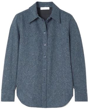 Chloé Long-Sleeved Wool Tweed Shirt - Blue