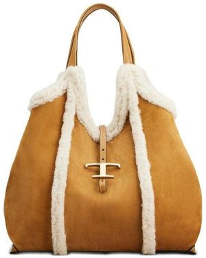 Tod's Calfskin Shopping Bag - Natural
