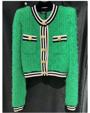 Balmain Striped Trimmed Casual Jacket - Green