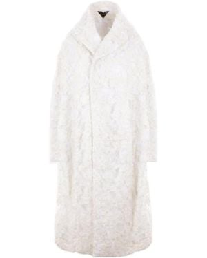 Comme des Garçons Comme Des Garçons Distressed-Effect Mid-Length Coat - White