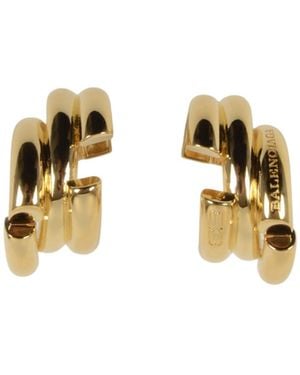 Balenciaga Logo Engraved Earrings - Metallic