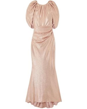 Talbot Runhof Cape-Effect Gathered Metallic Stretch-Jersey Gown - Pink