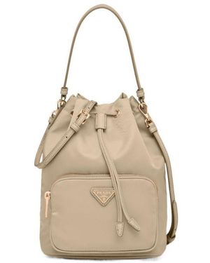 Prada Duet Re-Nylon Bucket Bag - Natural