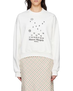 Maison Margiela Logo Printed Crewneck Sweatshirt - White