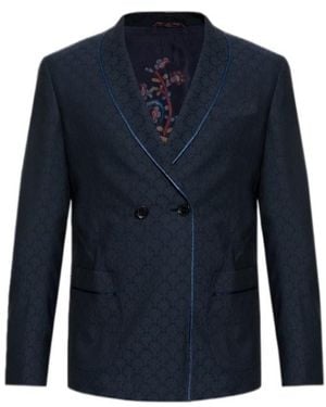 Etro Patterned Double-Breasted Blazer - Blue