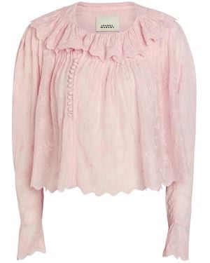 Isabel Marant Zelly Embroidered Cotton-Blend Blouse - Pink