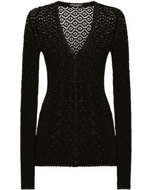 Dolce & Gabbana Lace Knitted Long Cardigan - Black