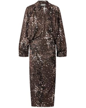 Tory Burch Abstract Print Long Sleeves Dress - Brown