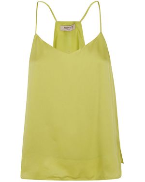 Twinset Thin Shoulder Strapped Satin Top - Yellow