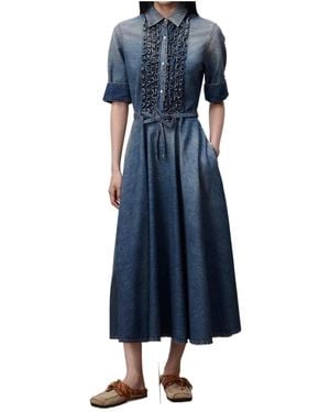 Dior Mid-Length Belted Shirtdress - Blue