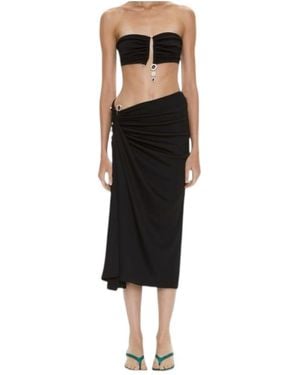 Christopher Esber Crystal-Clasp Cascade Midi Skirt - Black