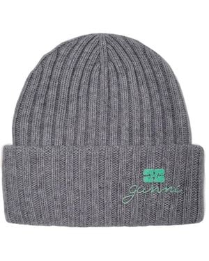 Ganni Wool Knit Beanie - Gray