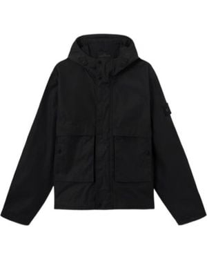Stone Island Windproof And Breathable Hooded Jacket - Black