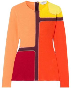 Gabriela Hearst Atreus Paneled Color-Block Wool-Blend Sweater - Red