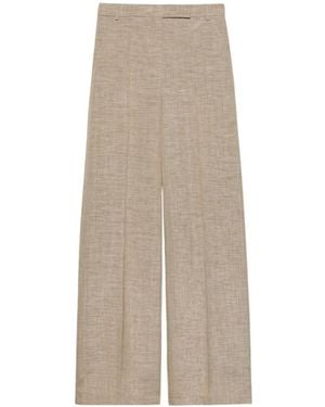 MAX&Co. Wide-Leg Slub Grisaille Trousers - Natural