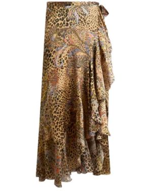 Etro Peau D'Ange Printed Midi Skirt - Natural