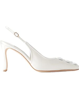 Manolo Blahnik Alexa 90 Embellished Satin Pumps - White