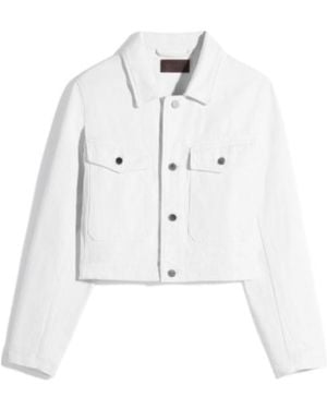 Lemaire Button-Up Cropped Denim Jacket - White