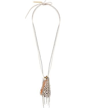Dries Van Noten Embellished Pendant Necklace - White