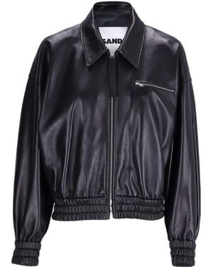 Jil Sander Cropped Zip-Up Jacket - Black