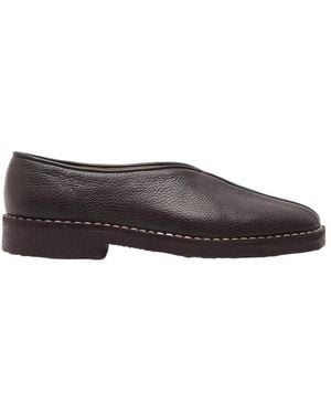 Lemaire Piped Grained Leather Slippers - Brown