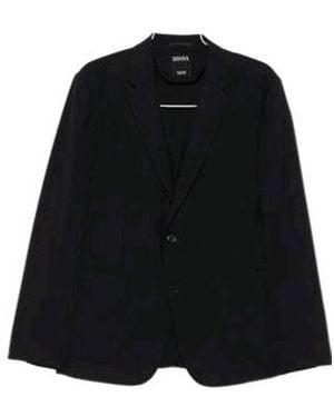 ZEGNA Long-Sleeved Suit Jacket - Black