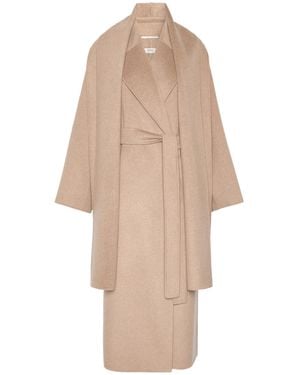 Max Mara Double Wool And Cashmere Robe Coat - Natural