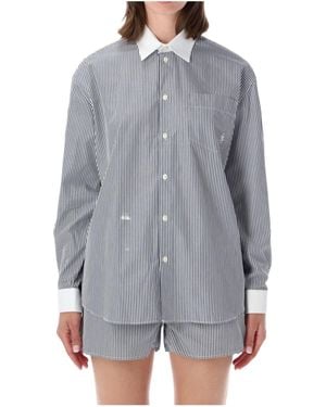 Sporty & Rich Oversized Striped Shirt - Grey