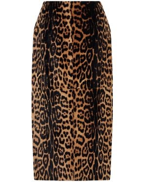 Nour Hammour Elyse Leopard Print Midi Skirt - Multicolour