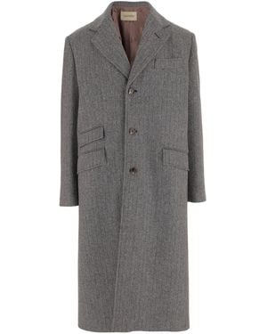 Valentino Single-Breasted Long Coat - Grey