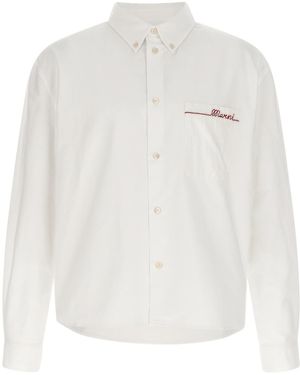 Marni Logo Embroidered Buttoned Shirt - White