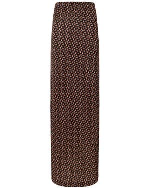 Rabanne Floral-Jacquard Crepe Maxi Skirt - Brown