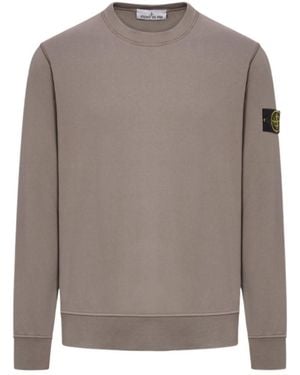 Stone Island Logo Patch Crewneck Sweatshirt - Grey