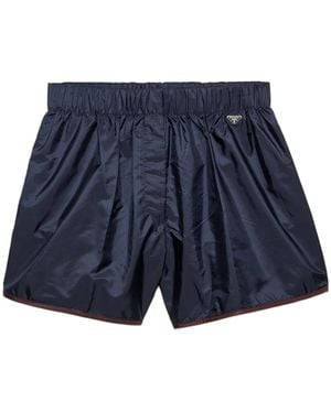 Prada Triangle-Logo Elasticated Waistband Shorts - Blue