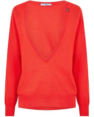 Prada V-Neck Jumper - Red