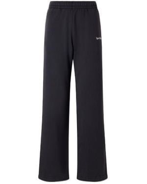 Sporty & Rich Embroidered Cotton Wide-Leg Trousers - Blue