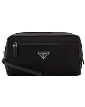 Prada Logo Sign Wash Bag - Black