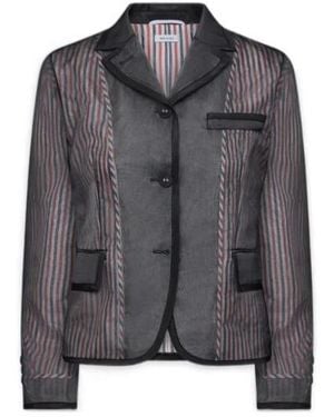 Thom Browne Striped Organza Blazer - Gray