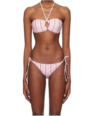 Ganni Striped Bikini Top - Brown