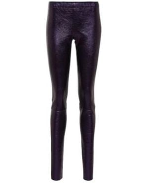 Stouls Metallic Leather Leggings - Blue