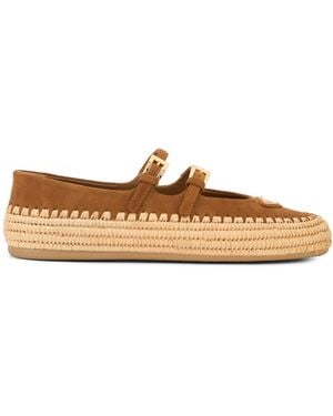 Prada Double-Strap Platform Ballet Flats - Brown